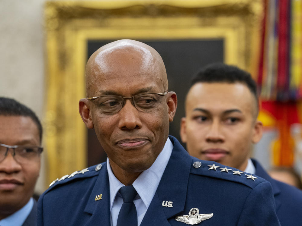 Gen. Charles Q. Brown smiles at a White House swearing-in ceremony for the post of chief of staff of the Air Force.