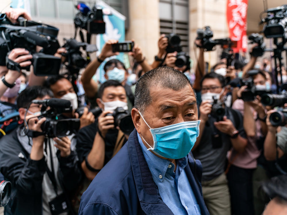 Hong Kong media tycoon Jimmy Lai arrives at a magistrate court this spring. Lai has been arrested multiple times this year, most recently earlier this month.