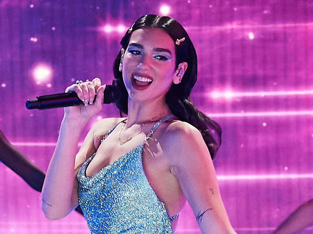 Dua Lipa performs onstage for the 2020 American Music Awards. Her album,<em> Future Nostalgia, </em>ranks second on Ken Tucker's list of his favorite albums of 2020.