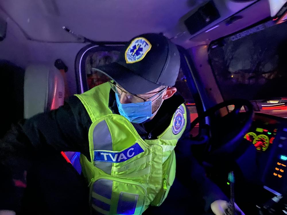 Volunteer with the Teaneck Ambulance Volunteer Corps Amiel Rimberg responds to a motor vehicle accident on the highway on Dec. 10.
