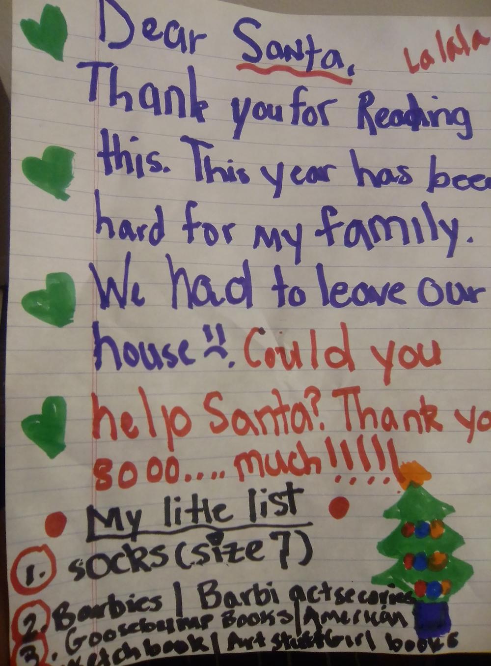 Morgan, 8, wrote to Santa for the first time in what became a difficult year for her family because of the coronavirus pandemic.