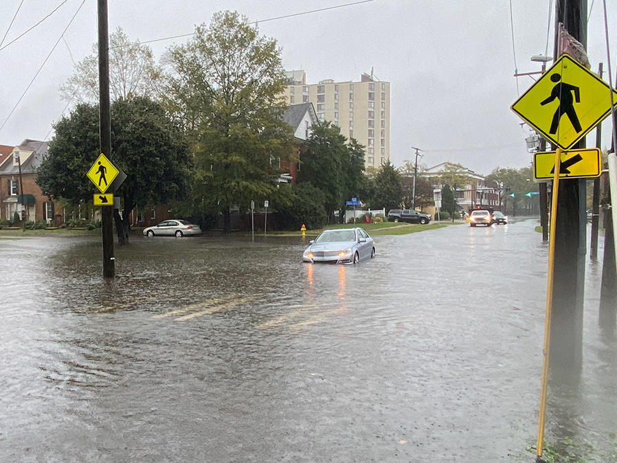 Flooding in Norfolk, Va., during heavy rainfall in November. Some residents worry that rising flood insurance rates will force them out of their homes.