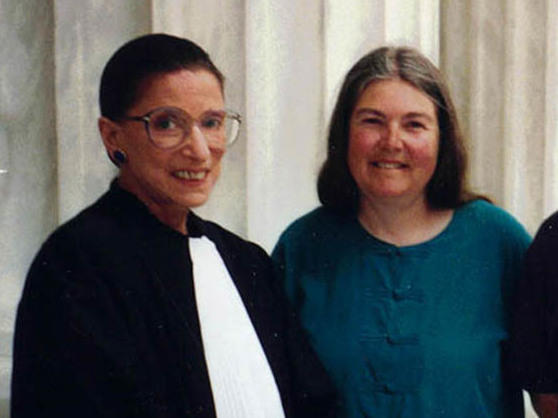 Sharron Cohen (second from left) with her husband David Cohen, and son Nathan Cohen with Supreme Court Justice Ruth Bader Ginsburg on the steps of the Supreme Court building in 1999.
