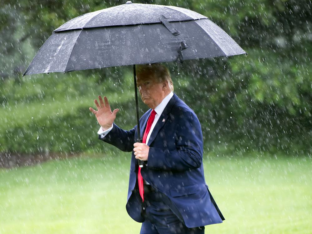 While on the campaign trail, President Trump, seen here on the South Lawn of the White House in June, frequently bemoaned what he viewed as insufficient water pressure of devices like showerheads.