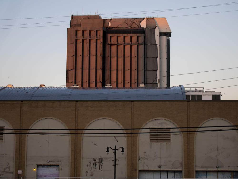 Evening light illuminates the Trump Plaza Hotel & Casino earlier this year in Atlantic City, N.J. The city's mayor, Marty Small, says that the right bid will buy one lucky person the right to activate the casino's planned implosion next month.