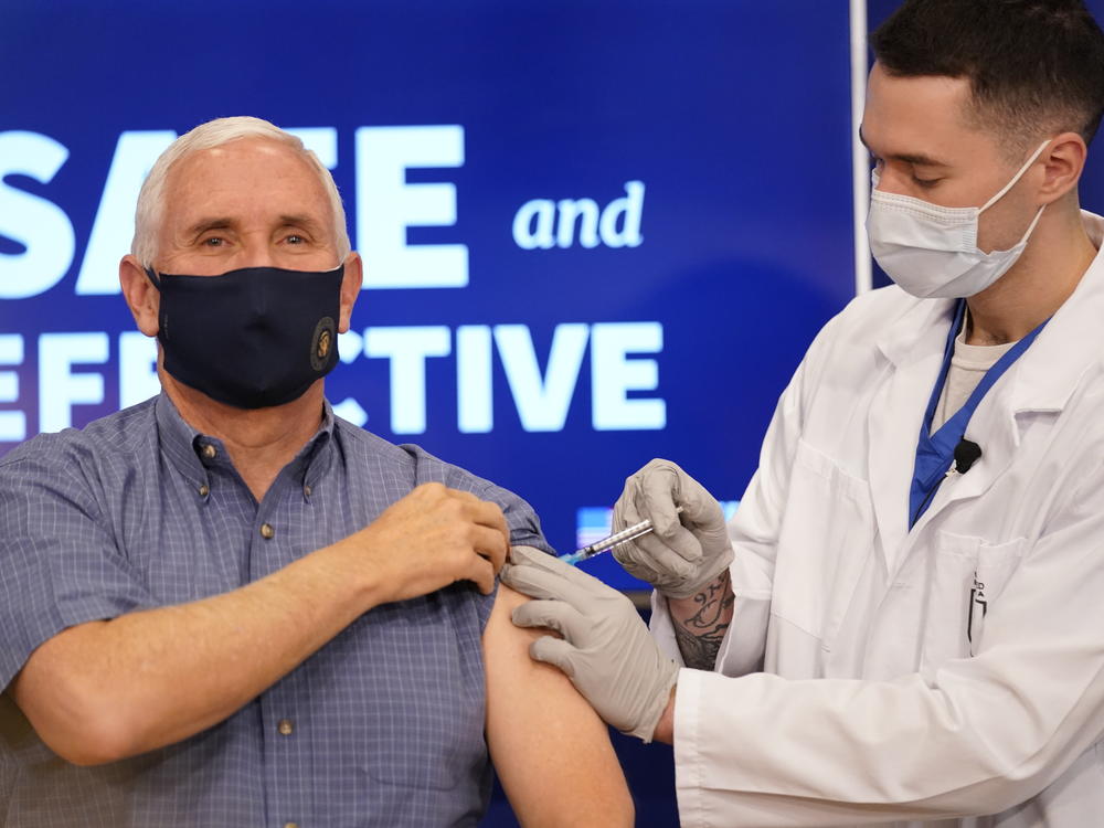 Vice President Pence receives the COVID-19 vaccine at the White House complex on Friday.