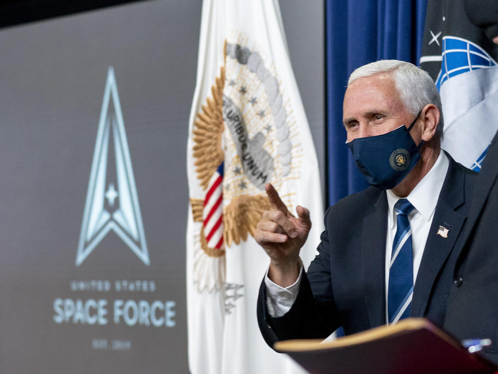 Vice President Mike Pence arrives for a ceremony to commemorate the first birthday of the U.S. Space Force on Friday. Members of the branch will be called 
