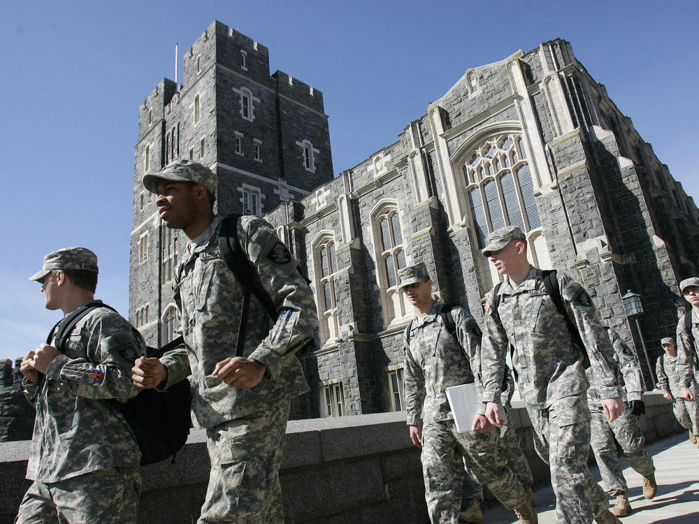 Army cadets make their way through campus at the U.S. Military Academy in West Point, N.Y., in 2007. This week, over 70 cadets were accused of cheating on an exam — the worst academic scandal since 1976, instructors say.