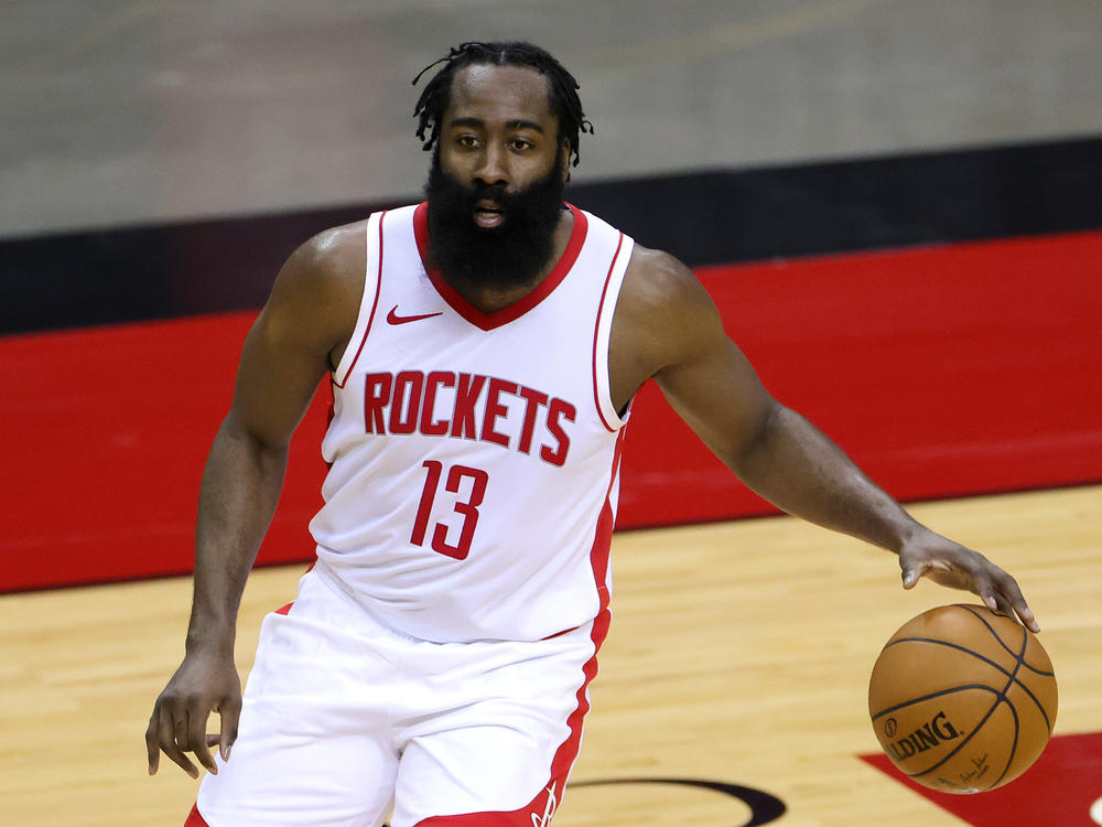 James Harden of the Houston Rockets was fined $50,000 for violating the NBA's health and safety protocols. He's seen on the court during a preseason game against the San Antonio Spurs on Dec. 17.