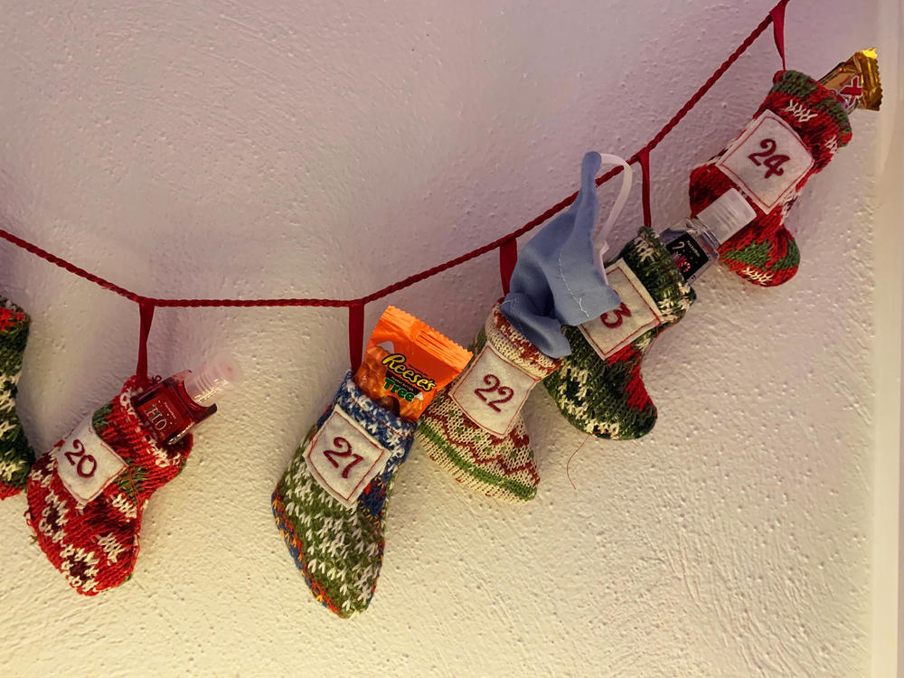 Kathleen Murray gave family members Advent calendars that, alongside candy, included hand sanitizer and masks. 