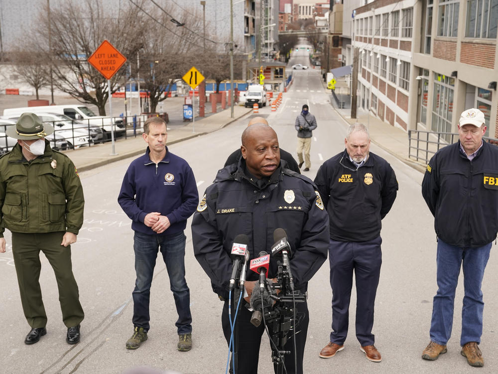 Nashville, Tenn., Police Chief John Drake speaks during a news conference on Christmas Day. Law enforcement is looking into who and how many may have been involved in a bombing in Nashville's downtown corridor.