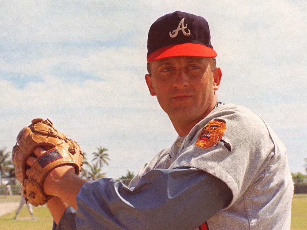 Atlanta Braves pitcher Phil Niekro is seen in a 1968 photo. The Hall of Fame knuckleballer died at 81 years old after a battle with cancer, his former team announced Sunday.