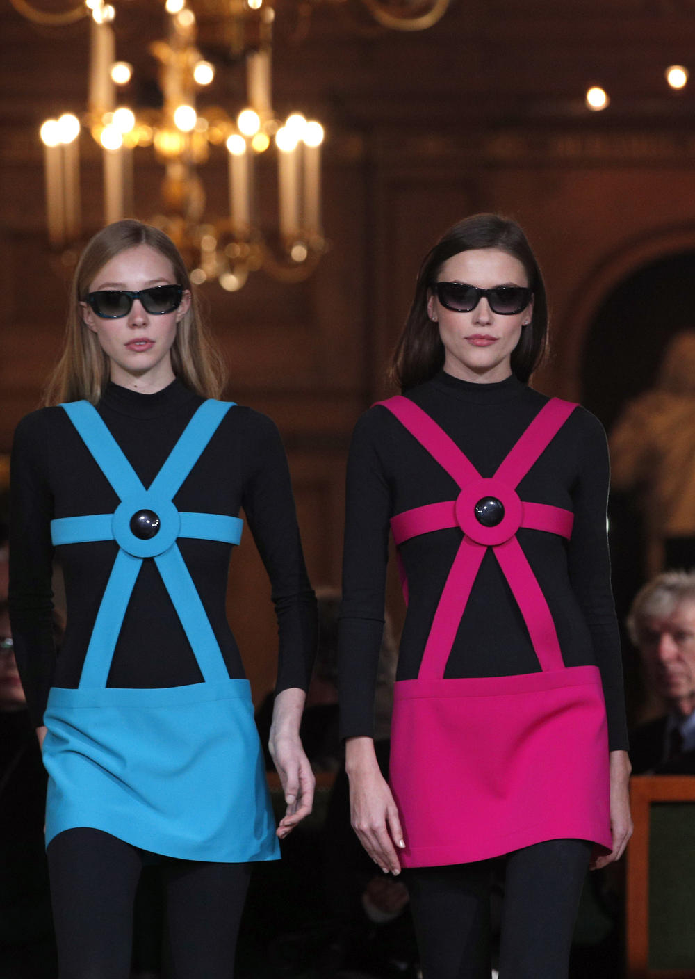 Models wear creations during a show to mark 70 years of creation by French fashion designer Pierre Cardin, in Paris in 2016.