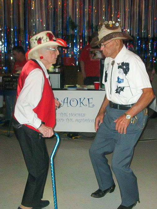 Rose Liscum and Bill Cota dance at the Heuvelton, N.Y., AMVETS where they first met.