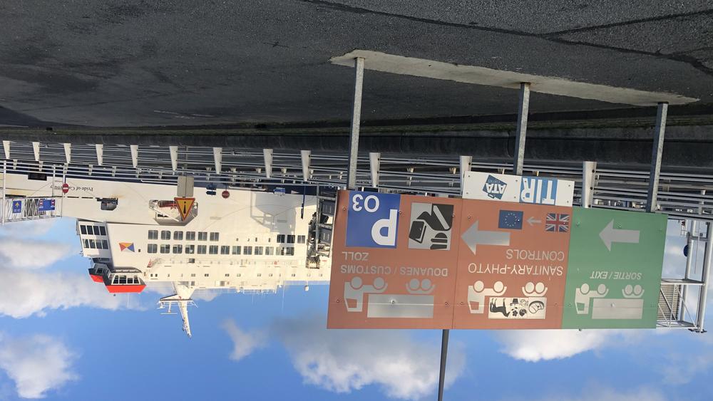 A British P&O passenger and vehicle ferry dockside at the Port of Calais, France, as Brexit arrives.