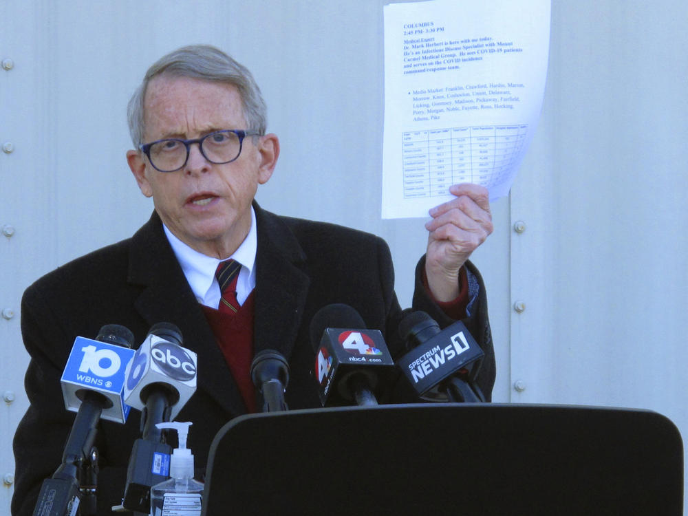 Ohio Gov. Mike DeWine, seen in November, has signed a measure into law that removes a gunowner's need to retreat before using the gun in self-defense.