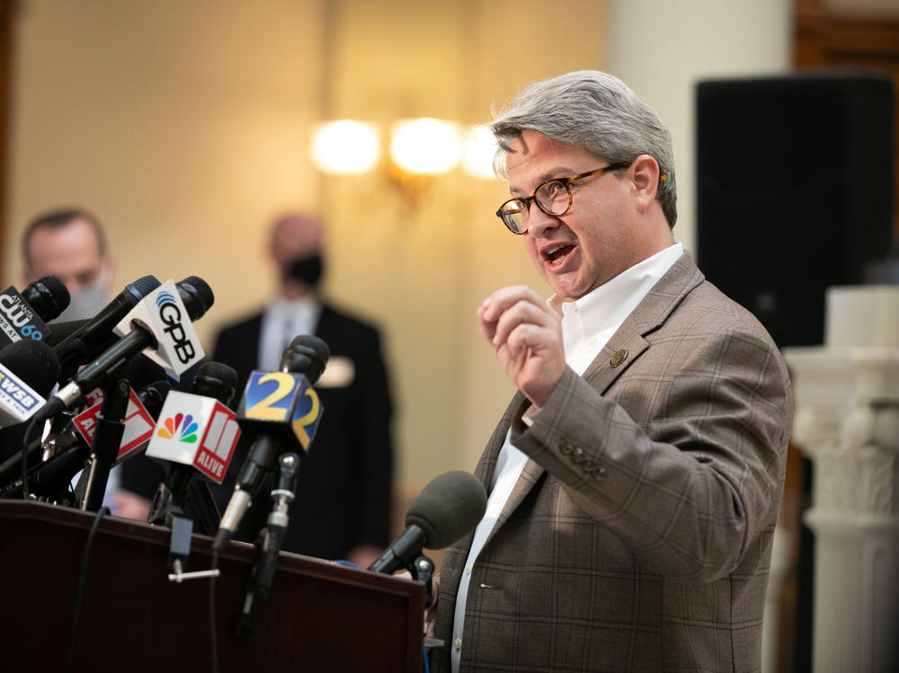 Gabriel Sterling, voting system implementation manager for the Georgia secretary of state's office, answers questions during a press conference in November.