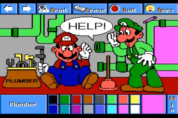 <em>Super Mario Bros. & Friends: When I Grow Up</em> is essentially a digital coloring book that lets you imagine different careers for Mario, besides plumbing.