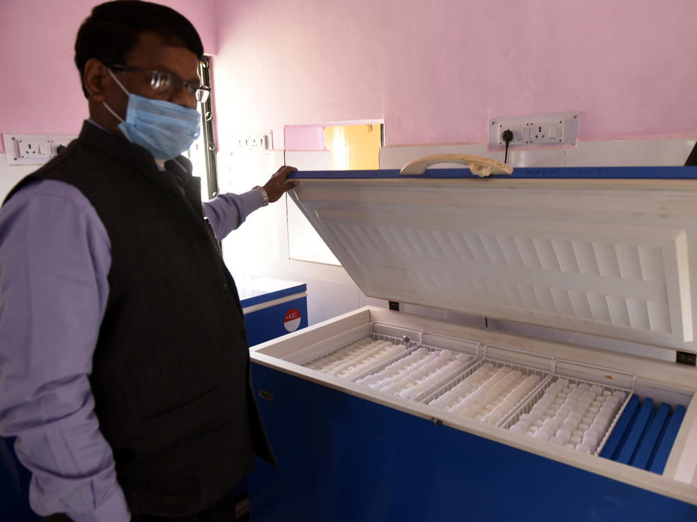 A box for COVID-19 vaccine storage in Aishbagh, an area in Lucknow, India, on Tuesday. India, a country of 1.4 billion people, is preparing to launch what will likely be the world's largest immunization drive to combat the coronavirus.