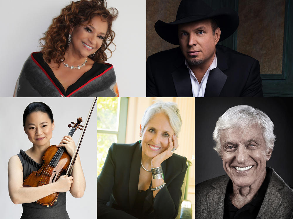 Clockwise from upper left: Debbie Allen, Garth Brooks, Dick Van Dyke, Joan Baez and Midori Goto.