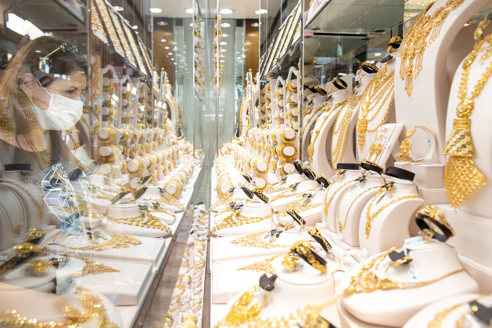 Israeli tourist Ilanit Zighelboim looks at jewelry in Dubai's gold souk last month.