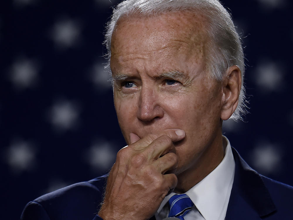 Then presidential candidate Joe Biden speaks at a 