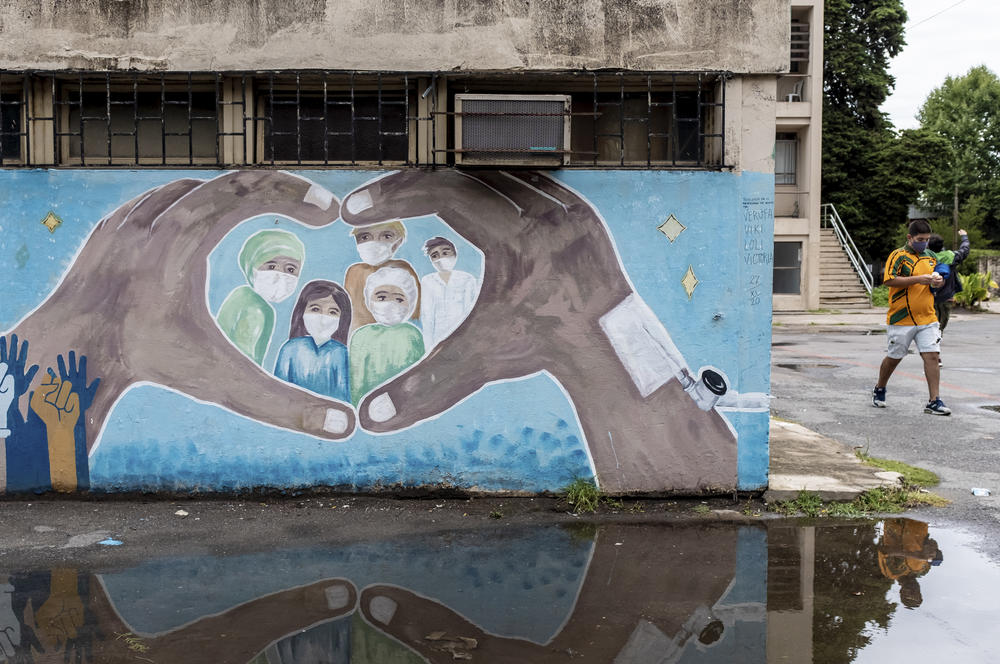 Staff at the San Martin Hospital in La Plata, Argentina, were some of the tens of thousands of health-care workers vaccinated with the Russian vaccine.