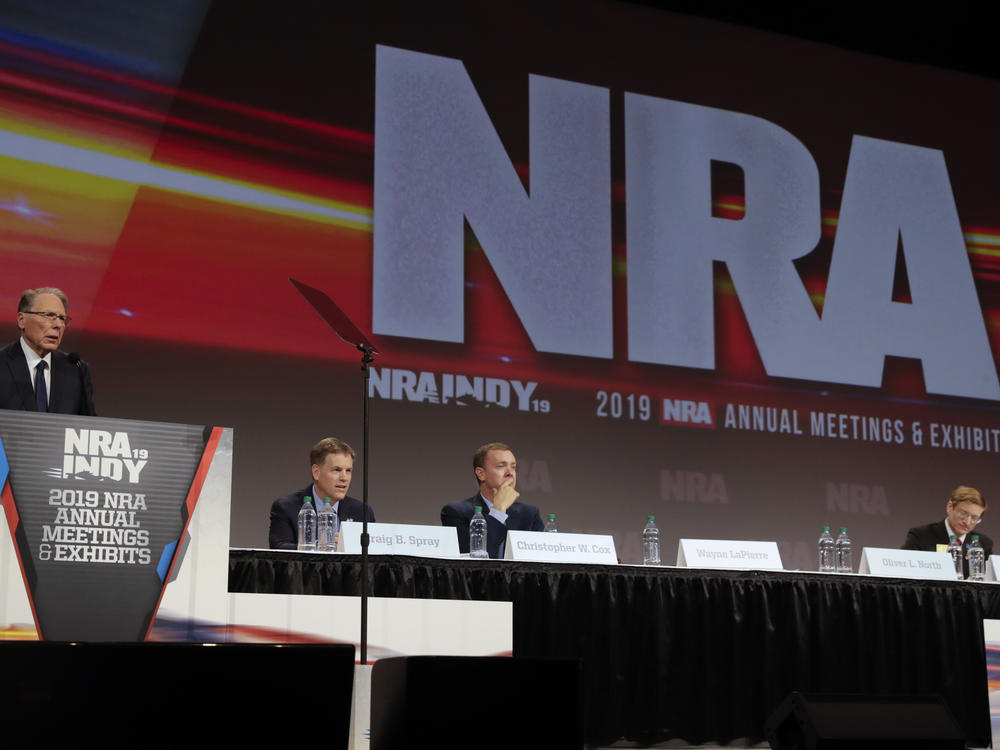 The National Rifle Association's annual meeting in 2019 in Indiana. The NRA filed for Chapter 11 bankruptcy Friday, saying it aims to reincorporate as a nonprofit in Texas and leave New York, where the state has filed a fraud suit against it.