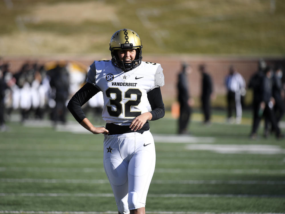 Vanderbilt kicker Sarah Fuller, pictured before a game against Missouri on Nov. 28, will be featured in a prime-time program celebrating the inauguration of Joe Biden and Kamala Harris on Wednesday.