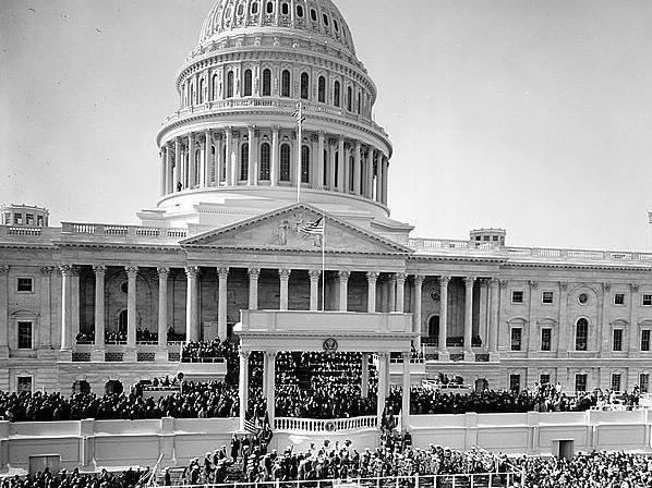 Crowds outside steps of U.S. Capitol for President Theodore Roosevelt Inauguration.