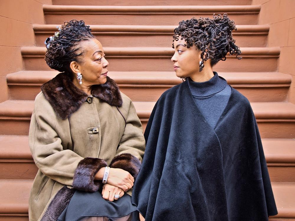 <em>The Stoop Stare Down (Nia & Afiya, Two Generations in Harlem)</em>, Jan. 26, 2020, 3:30 p.m., 42 degrees