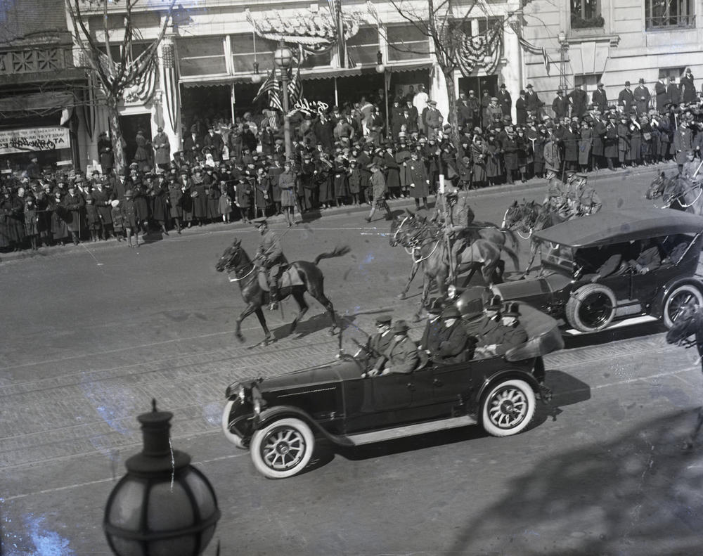 In 1921, the Inaugural Procession for President Warren G. Harding makes it way down the parade route.