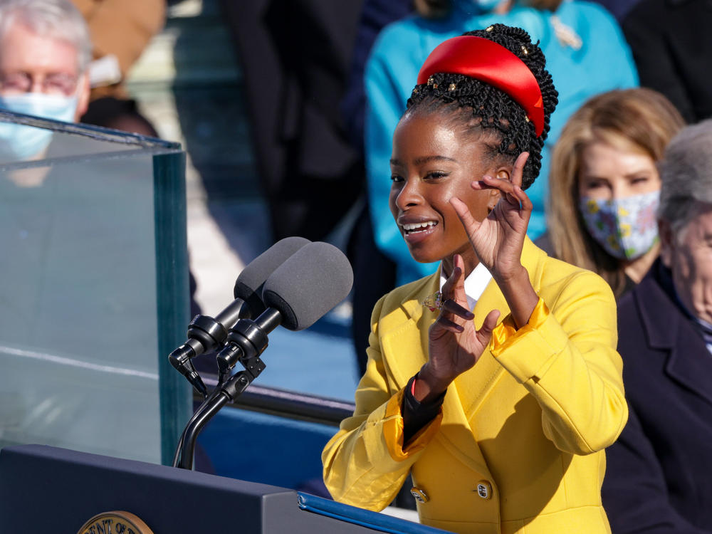 Poet Amanda Gorman speaks at the inauguration of U.S. President Biden on the West Front of the U.S. Capitol on Wednesday.