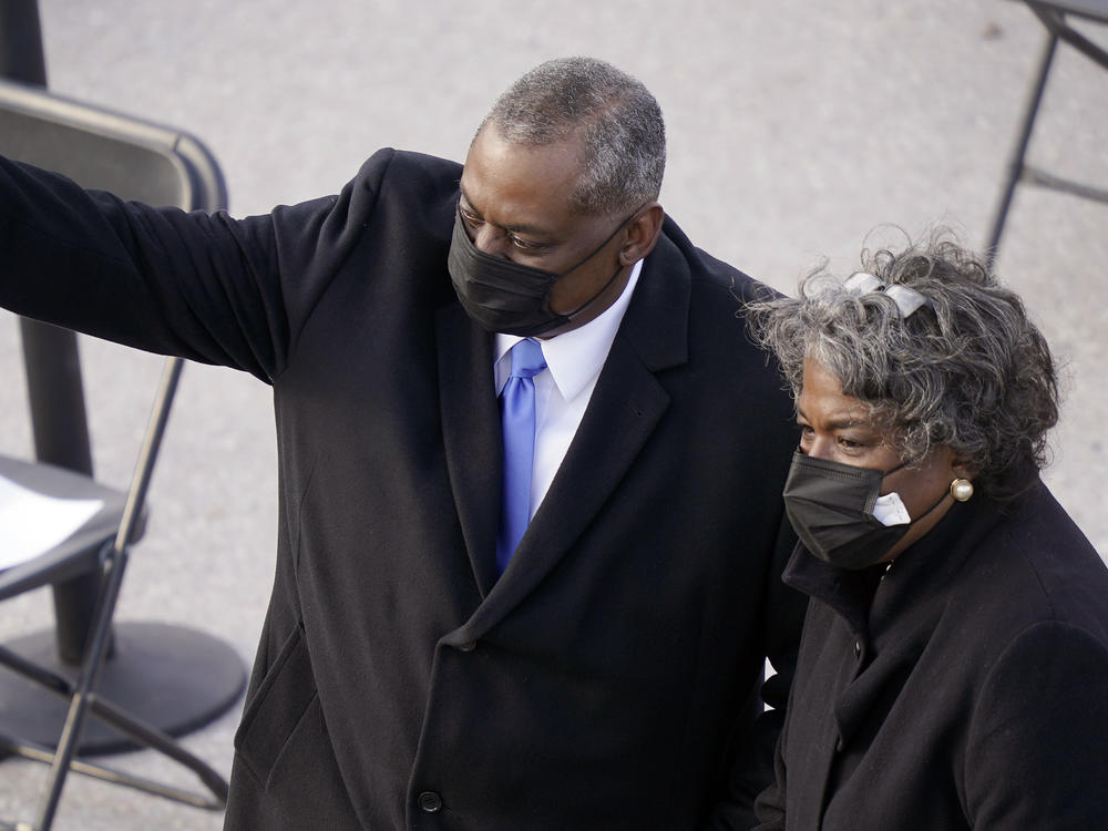 Austin arrives at the inauguration ceremony Wednesday at the U.S. Capitol. Austin needed Congress to approve a waiver for him to serve as Pentagon chief because he hasn't been out of uniform for the required seven years.