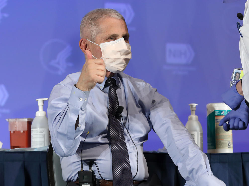 U.S. infectious disease expert Dr. Anthony Fauci informed the WHO on Thursday that the U.S. will not be leaving the organization. Fauci is seen here last month, receiving the Moderna coronavirus vaccine in Washington.
