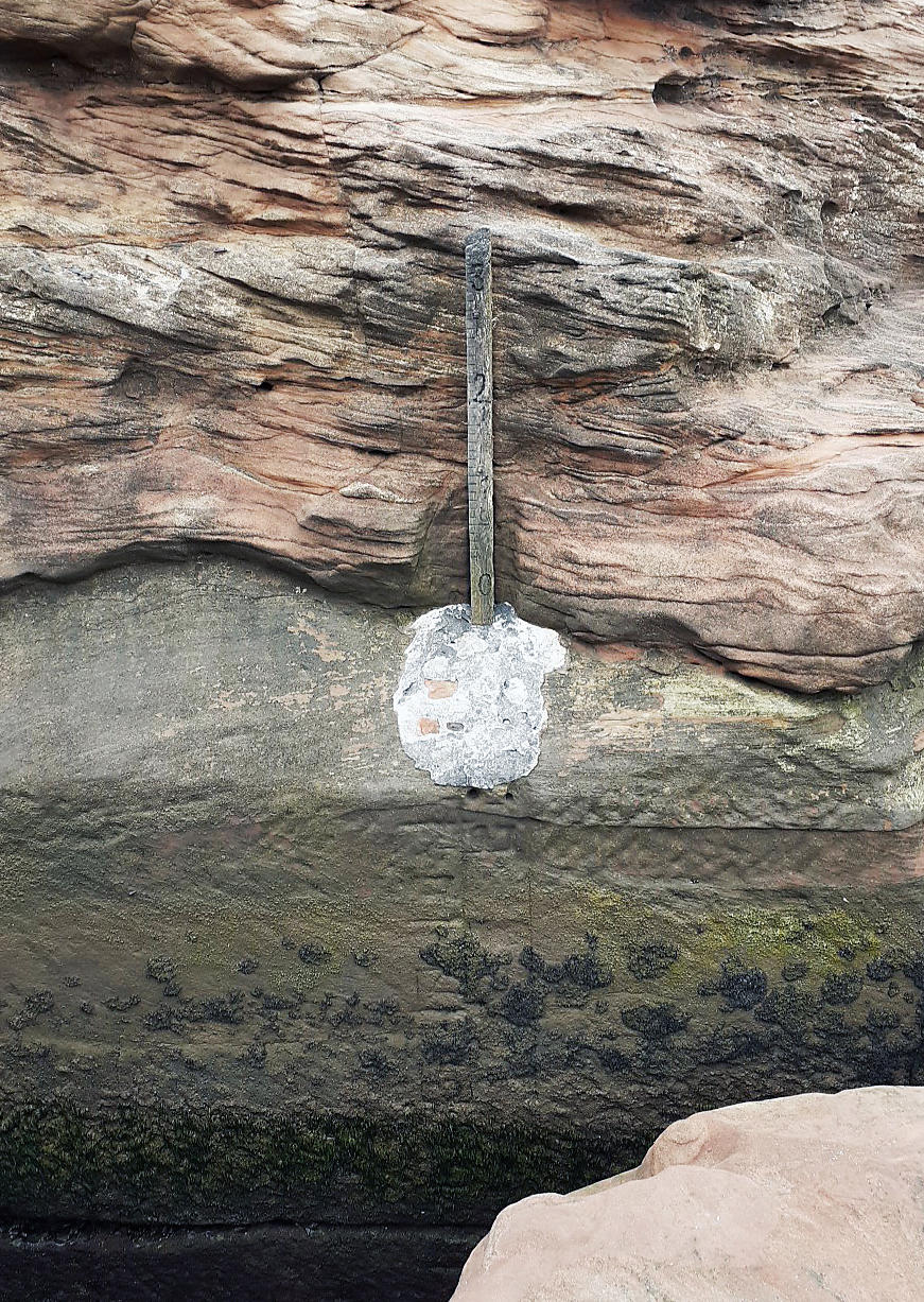 The old tide gauge at Hilbre Island's lifeboat station.