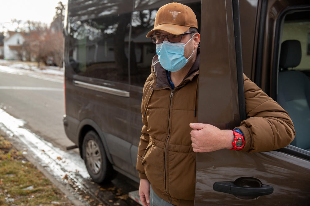 Domier says the adjustment to pandemic life has been relatively easy. He likes routine and has adjusted his life to work from the group home where he lives with roommates.
