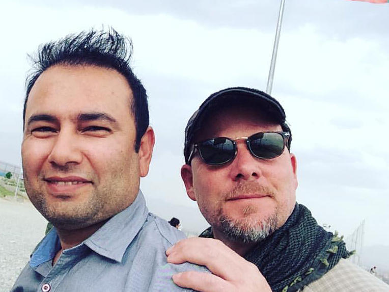 Zabihullah Tamanna (left) and David Gilkey in Afghanistan on June 2, 2016, when they were on assignment for NPR traveling with an Afghan army unit. They were in an armored Humvee driven by a soldier of the Afghan National Army. All three were killed after the Humvee was hit by rocket propelled grenades in an apparent ambush.