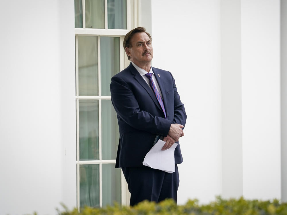 Trump ally Mike Lindell waits outside the West Wing of the White House on Jan. 15, five days before the inauguration of President Joe Biden.