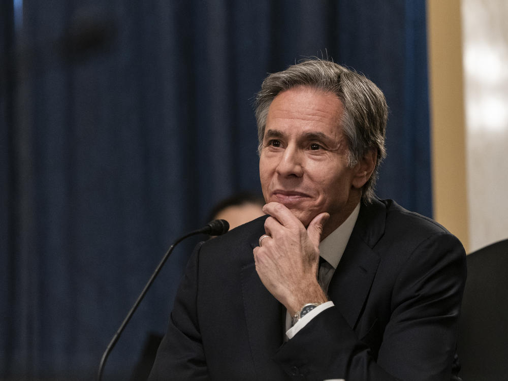 Antony Blinken listens last week during his confirmation hearing to be secretary of state before the Senate Foreign Relations Committee.
