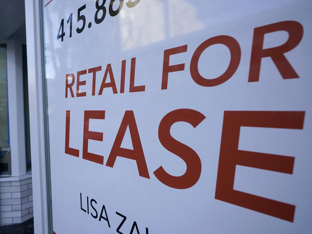 A sign noting a retail space is available for lease appears in San Francisco in December. A resurgence in the pandemic likely dealt a major blow to the U.S. economy in the fourth quarter.