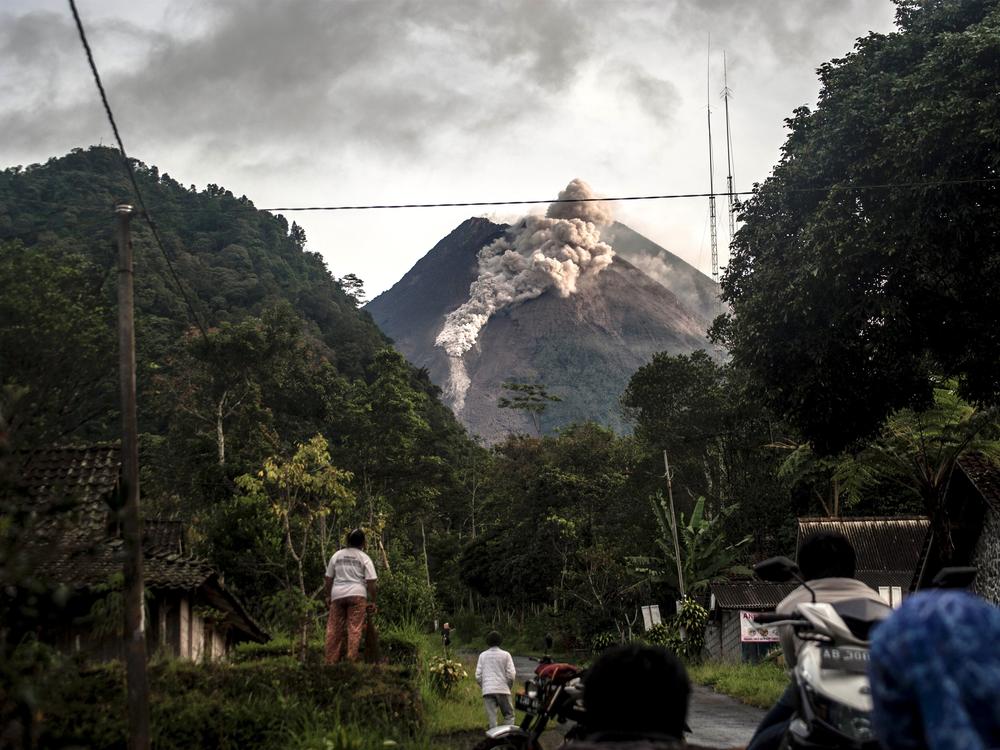 The 9,737-foot Mount Merapi volcano sits on the densely populated island of Java. No residents were evacuated Wednesday morning, but officials are closely monitoring the volcano's activity.