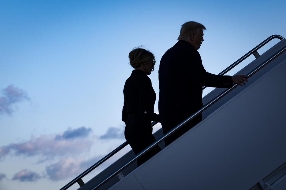 Leaving Washington, D.C., behind, the Trumps board Air Force One at Joint Base Andrews in Maryland on Jan. 20, hours before President Biden's inauguration.