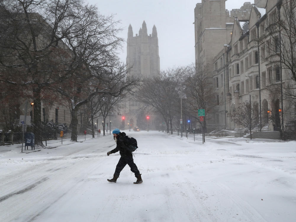 Yale University in New Haven, Conn. — pictured during a snowstorm in Jan. 2018 — is no longer facing a federal discrimination lawsuit after the Department of Justice withdrew it on Feb. 3.