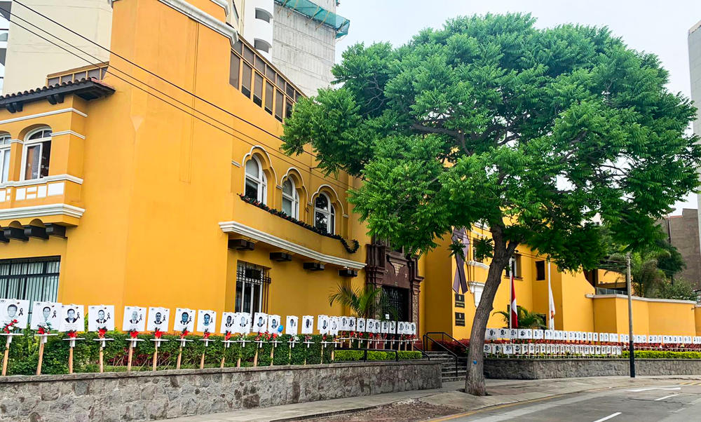 At the front of Peru's Medical Council Headquarters in Lima, a memorial has been set up for the more than 270 physicians who died caring for COVID-19 patients.