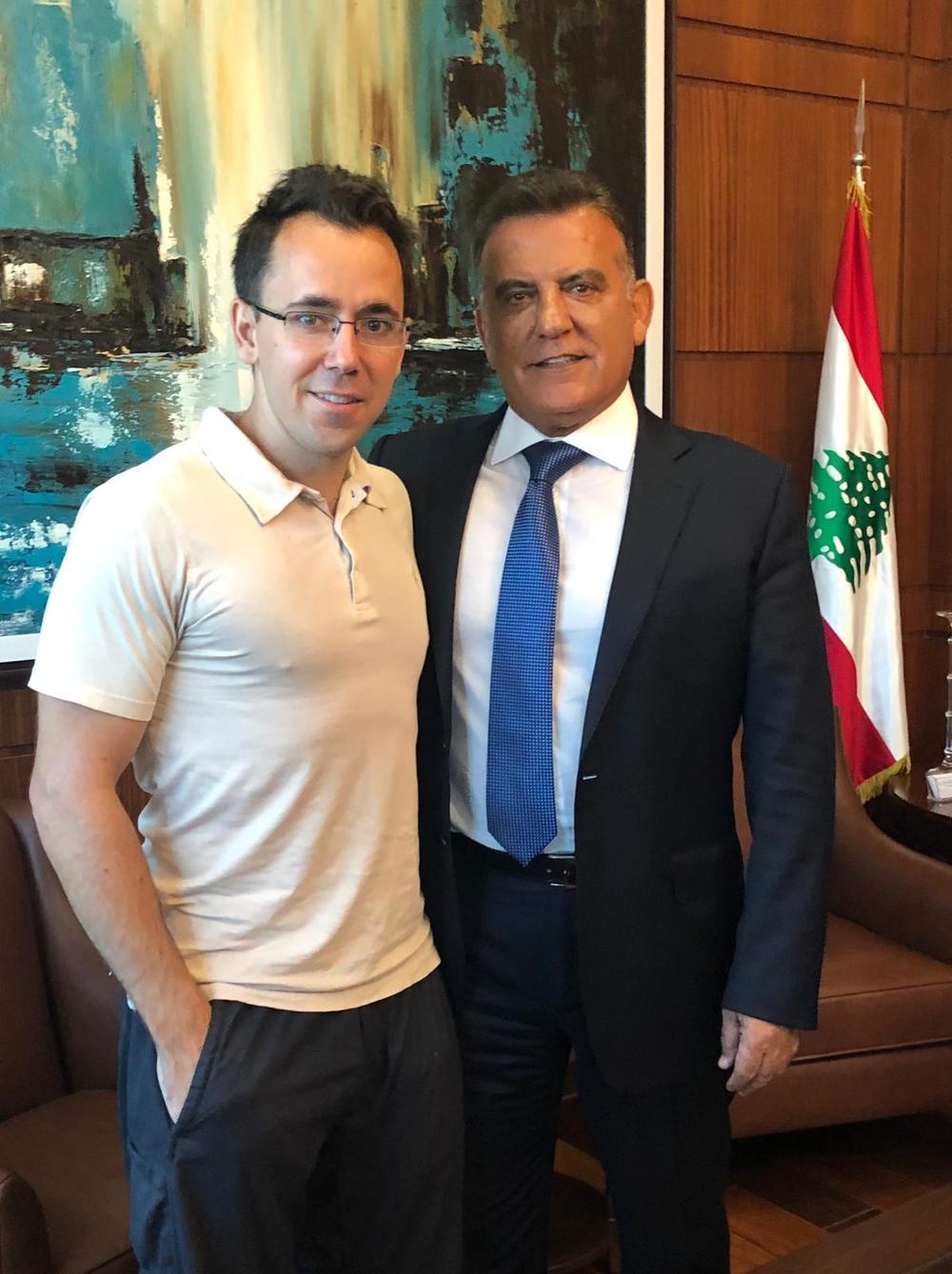 Goodwin (left) with top Lebanese security official Maj. Gen. Abbas Ibrahim. The Lebanese official played a crucial role in securing Goodwin's release from Syrian prison.