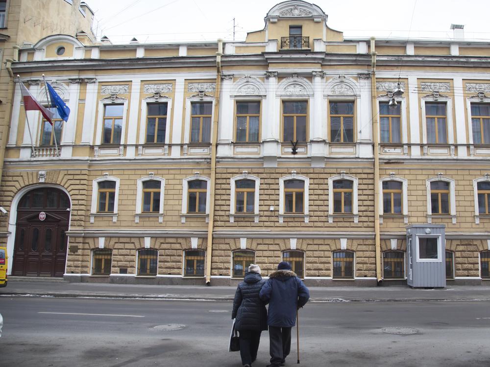 The Polish Consulate in St. Petersburg, Russia, is pictured in 2015. Russia said on Friday it had expelled diplomats from Poland, Germany and Sweden over their alleged participation in a pro-Navalny demonstration.