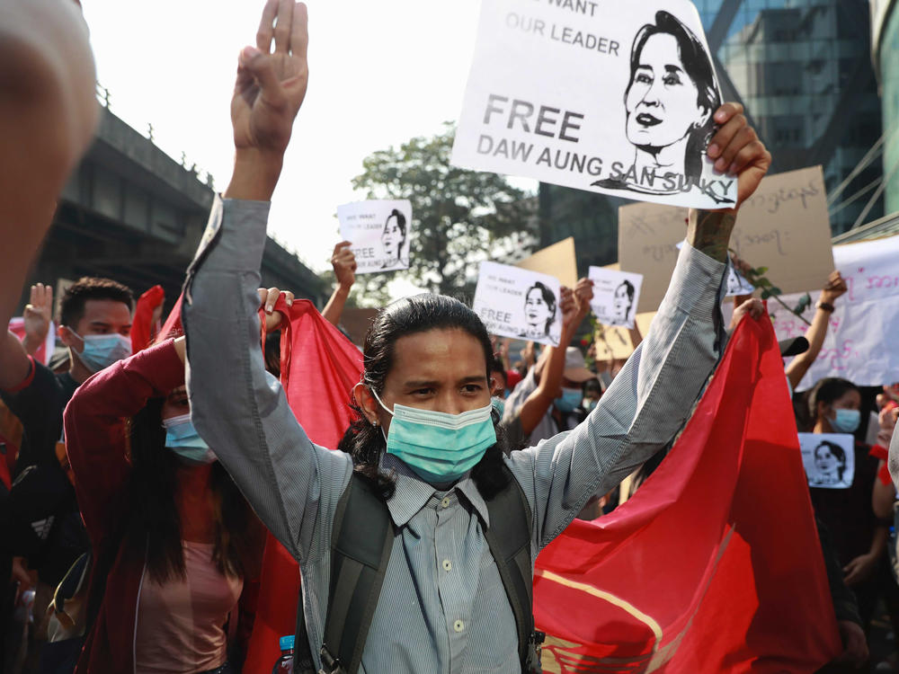 Thousands of people rallied against the military takeover in Yangon, Myanmar's most populous city, on Sunday. They demanded the release of Aung San Suu Kyi, whose elected government was toppled by the army that also imposed an Internet blackout.