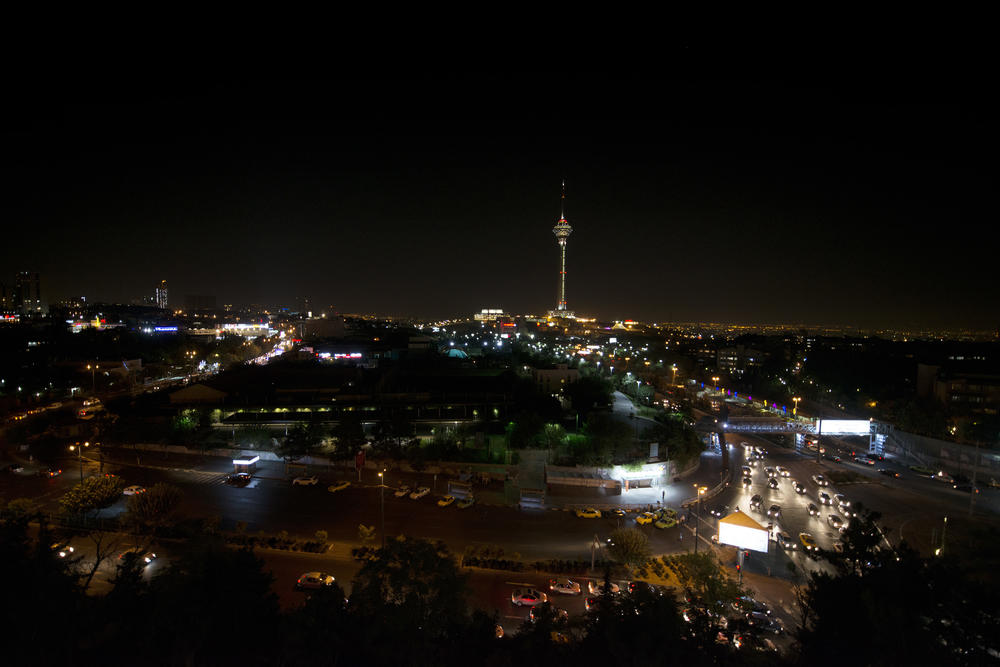 Tehran's city scape at night. Currently Soltanabadi and Kayhan are together in Iran's capital city.