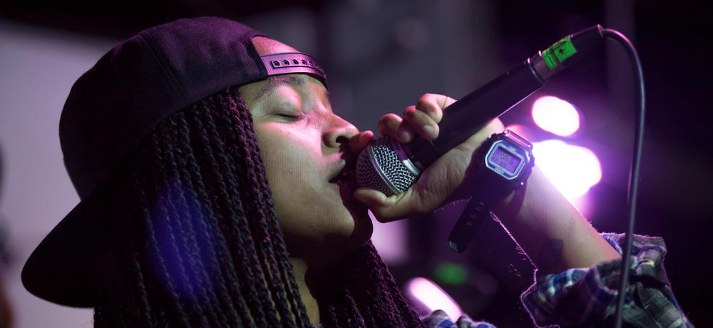 Megz Kelli of hip-hop group Magna Carda performs at Empire Control Room during Ditch the Fest Music Festival.